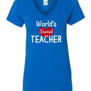 World's Sexiest Teacher - Gildan - 5V00L (DTG) - 100% Cotton V Neck T Shirt