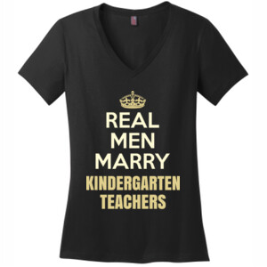 Real Men Marry ~ Customizable ~  - District Made® - Ladies Perfect Weight® V-Neck Tee - DTG