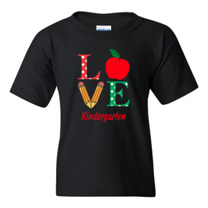 Love Kindergarten - Gildan - 5000B (DTG) - Youth 5.3oz 100% Cotton T Shirt