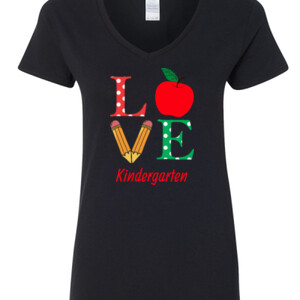 Love Kindergarten - Gildan - 5V00L (DTG) - 100% Cotton V Neck T Shirt
