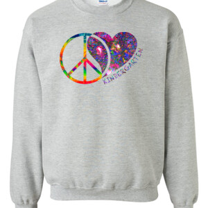 Peace Love Kindergarten - Full Color - Gildan - 8oz. 50/50 Crewneck Sweatshirt - DTG