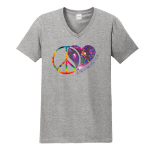 Peace Love Kindergarten - Full Color - Gildan - Softstyle ® V Neck T Shirt - DTG
