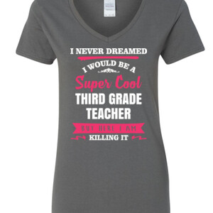 Super Cool 3rd Grade Teacher - Gildan - 5V00L (DTG) - 100% Cotton V Neck T Shirt