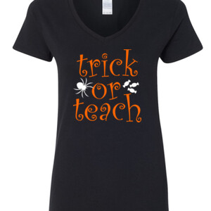 Trick Or Teach - Gildan - 5V00L (DTG) - 100% Cotton V Neck T Shirt