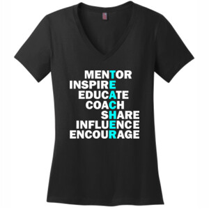 Mentor-Inspire-Educate - District Made® - Ladies Perfect Weight® V-Neck Tee - DTG