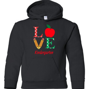 Love Kindergarten - Gildan - 18500B (DTG) - 50/50 Youth Hooded Sweatshirt