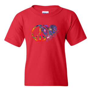 Peace Love Kindergarten - Full Color - Gildan - 5000B (DTG) - Youth 5.3oz 100% Cotton T Shirt