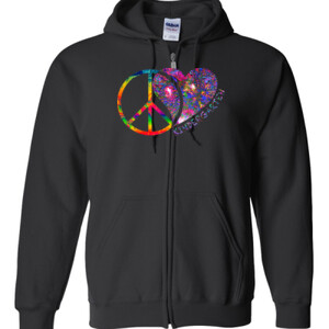 Peace Love Kindergarten - Full Color - Gildan - Full Zip Hooded Sweatshirt - DTG
