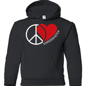 Peace Love Kindergarten  - Gildan - 18500B (DTG) - 50/50 Youth Hooded Sweatshirt