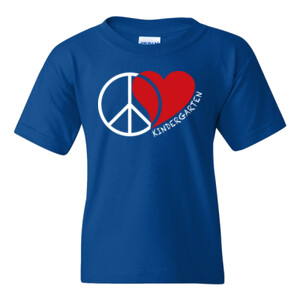 Peace Love Kindergarten  - Gildan - 5000B (DTG) - Youth 5.3oz 100% Cotton T Shirt