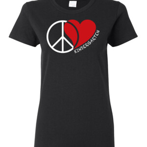 Peace Love Kindergarten  - Gildan - Ladies 100% Cotton T Shirt - DTG