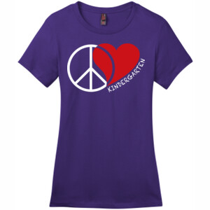 Peace Love Kindergarten  - District - DM104L (DTG) - Ladies Crew Tee