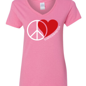 Peace Love Kindergarten  - Gildan - 5V00L (DTG) - 100% Cotton V Neck T Shirt