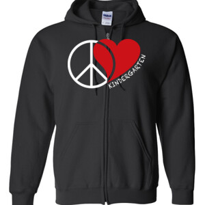 Peace Love Kindergarten  - Gildan - Full Zip Hooded Sweatshirt - DTG