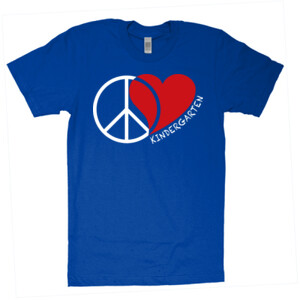 Peace Love Kindergarten  - American Apparel - Unisex Fine Jersey T-Shirt - DTG